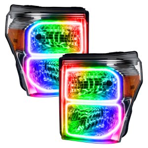 Ford F250 Headlight Halo Kit - ORACLE Lighting - Square Ring Design - Dynamic ColorSHIFT - `11-`16